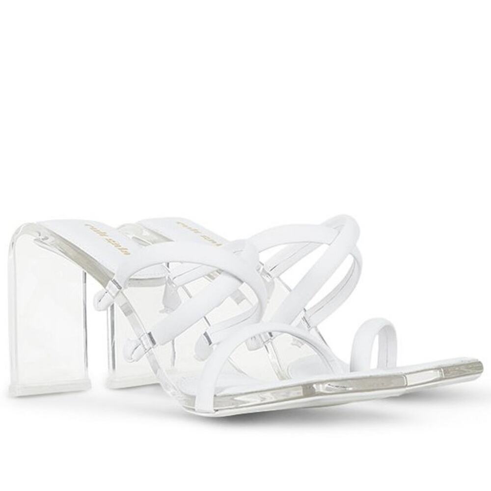 Cult Gaia Letta Crisscross Transparent Leather Strappy Sandals Size 39 White - Picture 4 of 8